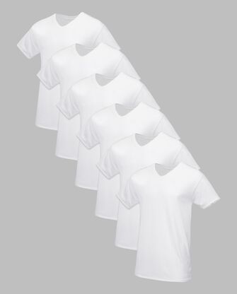 Tall Men's Premium Classic V-Neck T-Shirt, White 6 Pack 