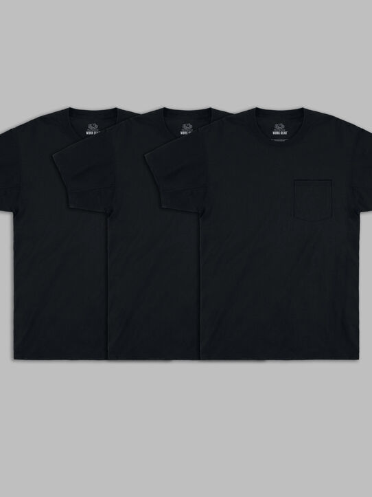 Men's Short Sleeve Workgear™ Pocket T-Shirt, Black 3 Pack 