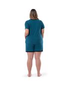Women's Plus Sized Soft & Breathable V-Neck T-shirt and Shorts, 2-Piece Pajama Set DARK SEA