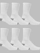 Men's Breathable Crew Socks White, 6 Pack, Size 6-12 WHITE