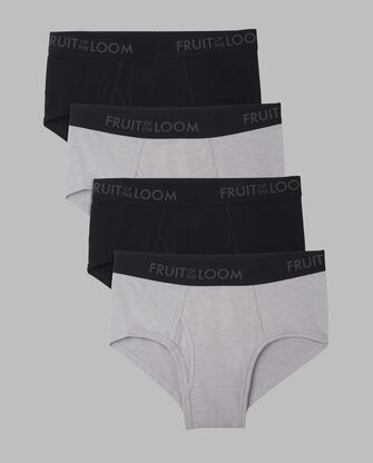 Men's Breathable Briefs, Black and grey 4 Pack Assorted