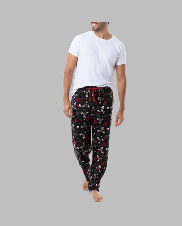Fruit of the Loom Men's Holiday and Plaid Microfleece Sleep Pant, 2 Pack REINDEER/NAVY PLAID