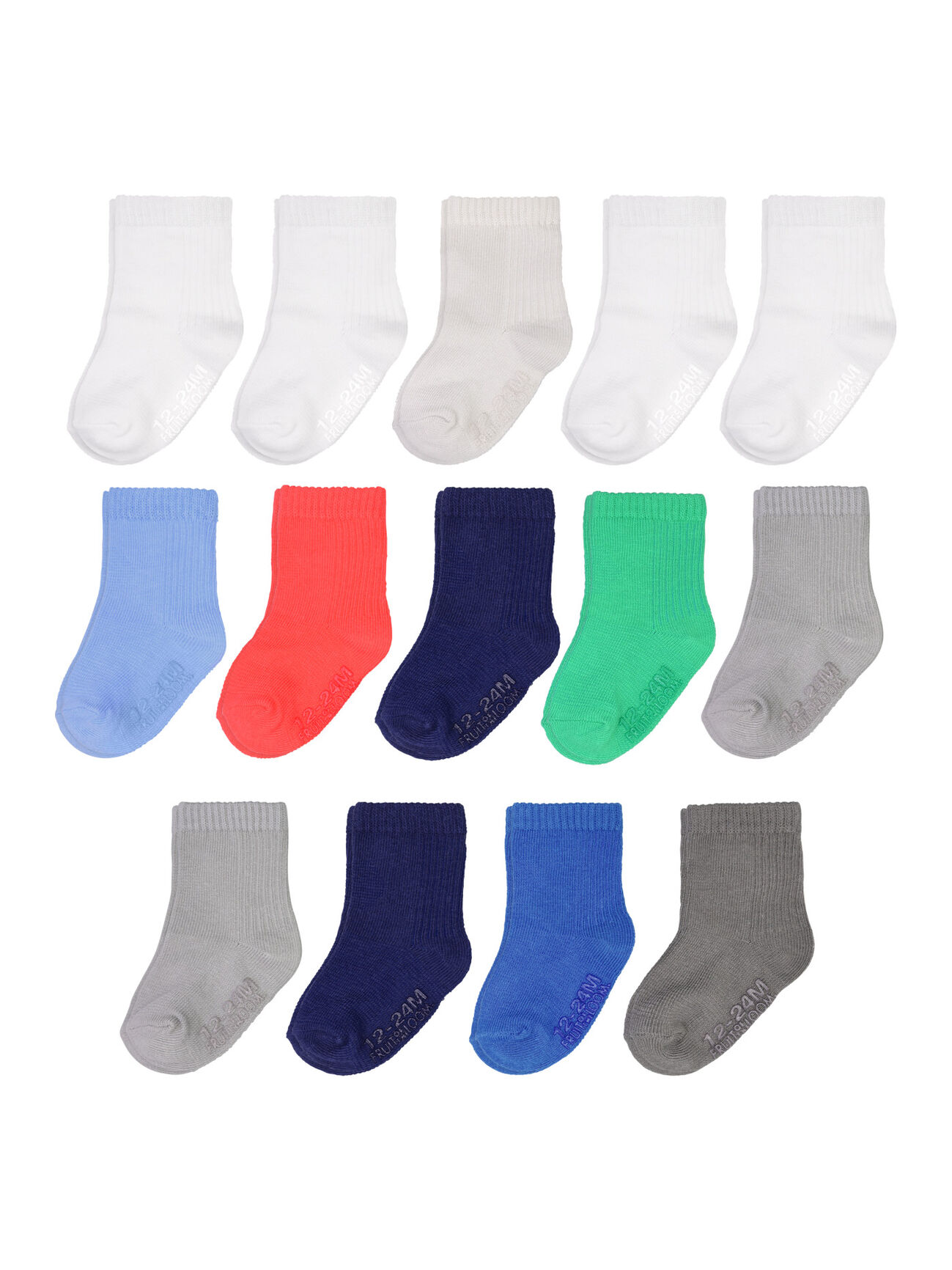 Baby Pack Grow & Fit Flex Zones Cotton Stretch Socks, 0-6 Months, Blue 14 Pack BLUE