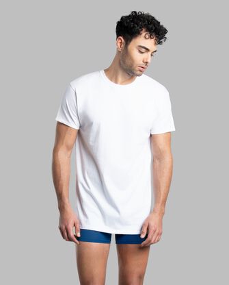 Men's Short Sleeve Breathable Cotton Crew T-Shirt, White 3 Pack 
