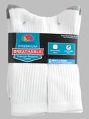 Men's Breathable Crew Socks White, 6 Pack, Size 6-12 WHITE