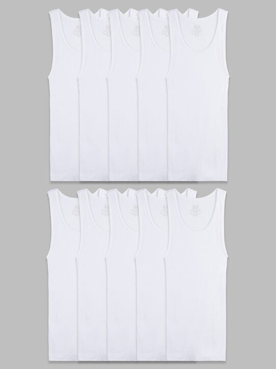 Toddler Boys' Tank Undershirt, White 10 Pack White