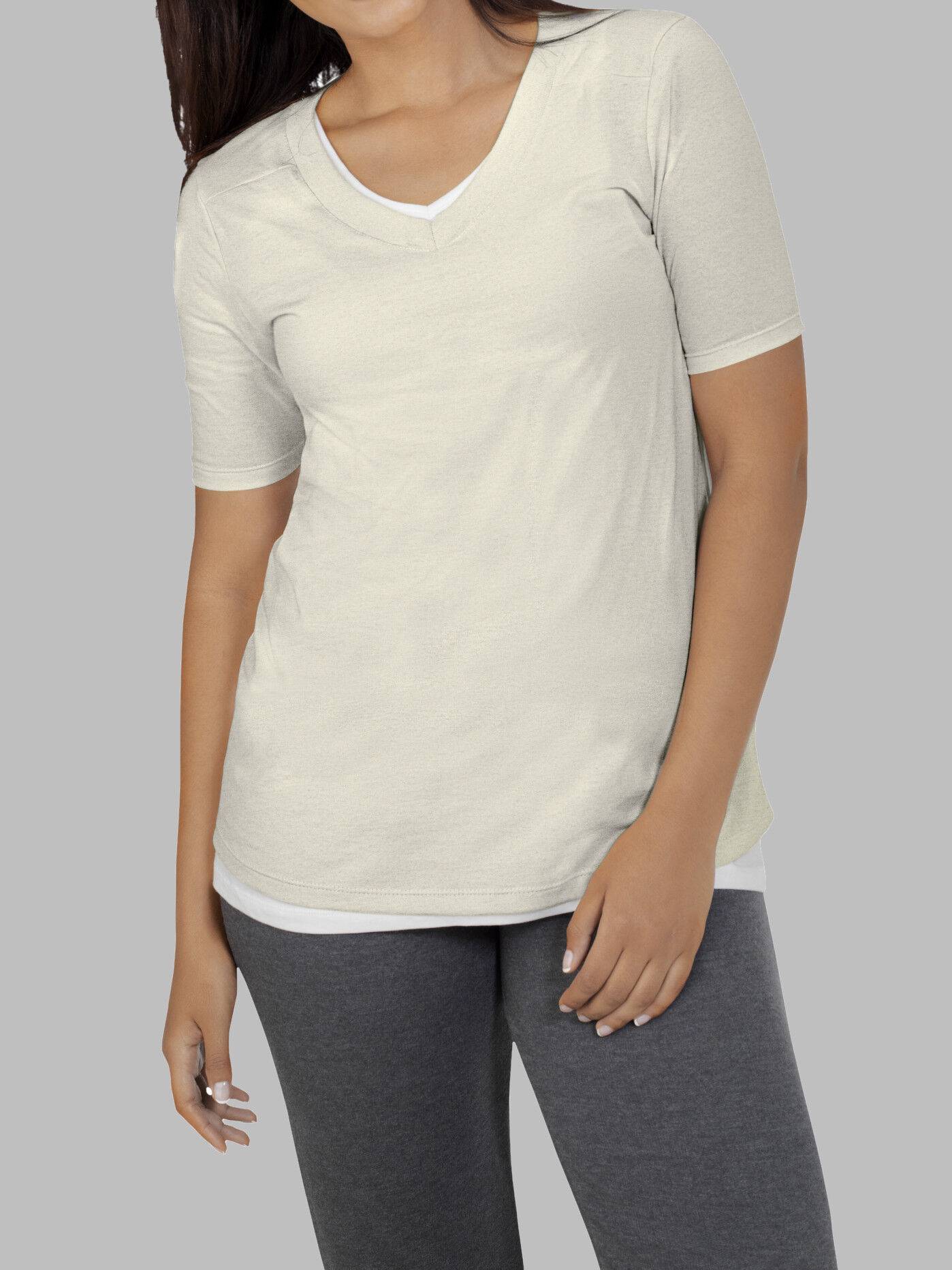 Women s Essentials Elbow Length V Neck T Shirt 1 Pack