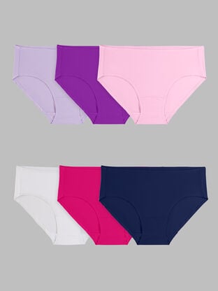 Women's 360 Stretch Microfiber Low-Rise Brief Panty, Assorted 6 Pack 