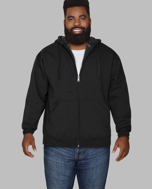 Big Men's Eversoft® Fleece Full Zip Hoodie Sweatshirt Rich Black