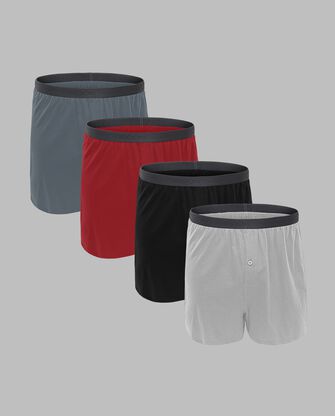 Premium Men's Knit Boxers, Assorted 4 Pack 