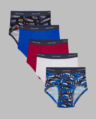 Boys' Fashion Briefs, Assorted Print and Solid 5 Pack 