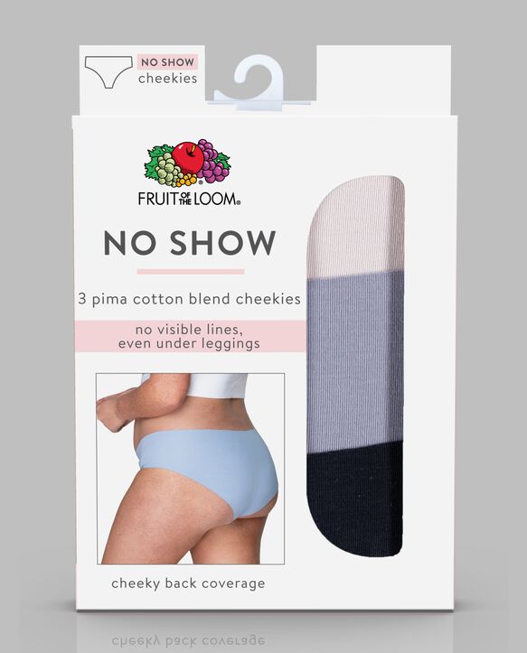 Women's No Show Cheeky Panty, Assorted 3 Pack ASST