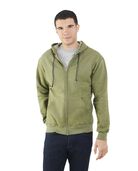 Big Men's Fleece Full Zip Hoodie Jacket, 1 Pack Green Army Heather