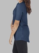 Women's Essentials Elbow Length V-Neck T-Shirt T Blue Heather