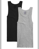 Men's Black/Gray A-Shirts, 2 Pack, Size 2XL Black Grey