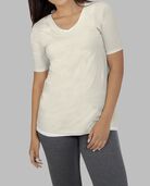 Women's Essentials Elbow Length V-Neck T-Shirt, 1 Pack White Fleck
