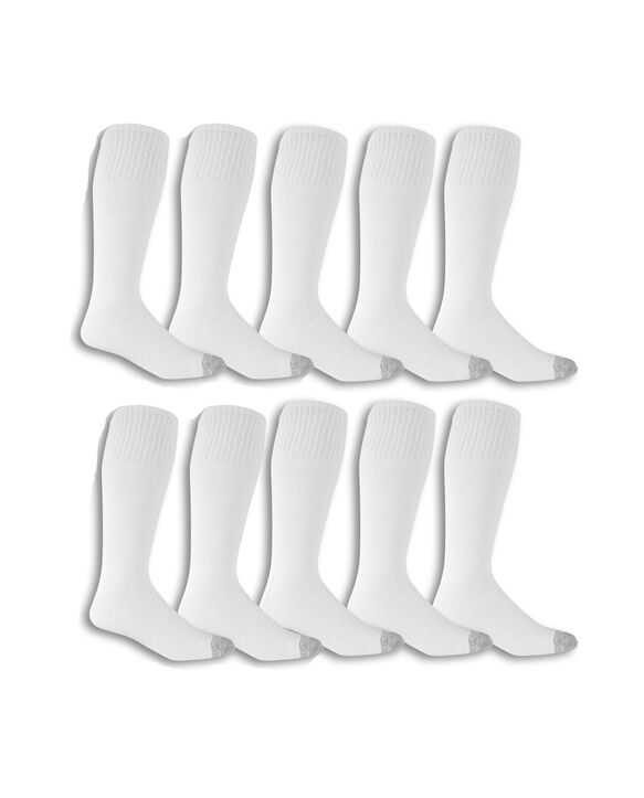 Men's Work Gear Tube Socks, 10 Pack, Size 6-12 WHITE/BLACK