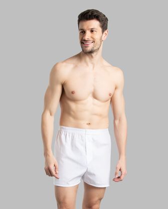 Men's Relaxed Fit Boxers, White 5 Pack 