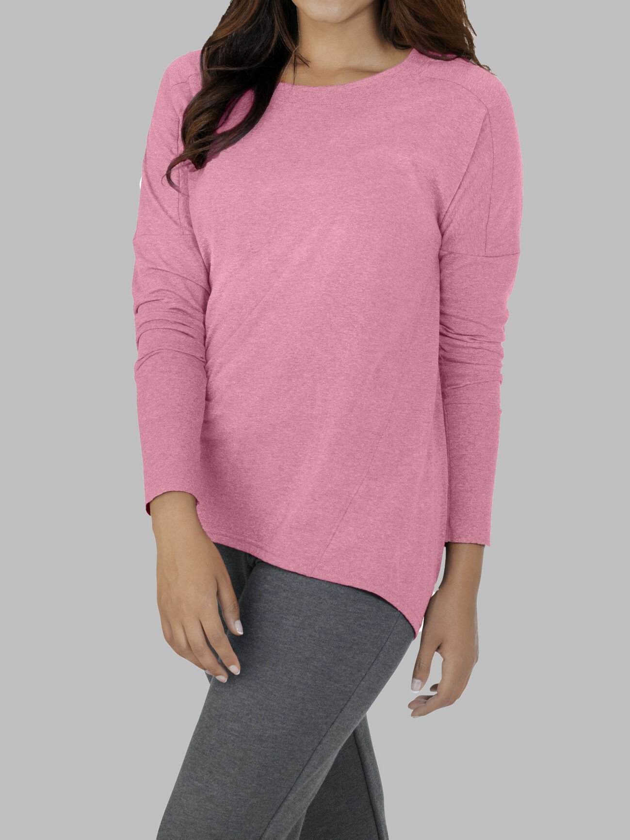Women's Essentials Long Sleeve Scoop Neck T-Shirt Rose Heather