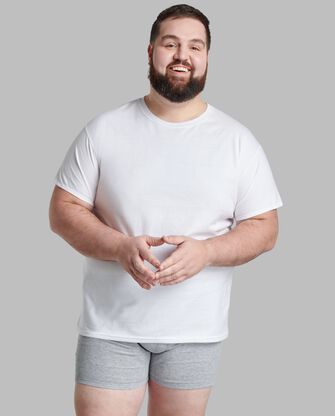 Big Men's Premium Short Sleeve Crew T-Shirt, White 6 Pack 