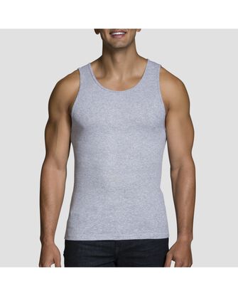 Men's Black and Gray A-Shirts, 4 Pack, Extended Sizes 