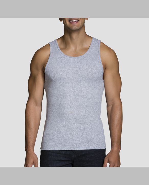 Men's Black and Gray A-Shirts, 4 Pack, Extended Sizes 