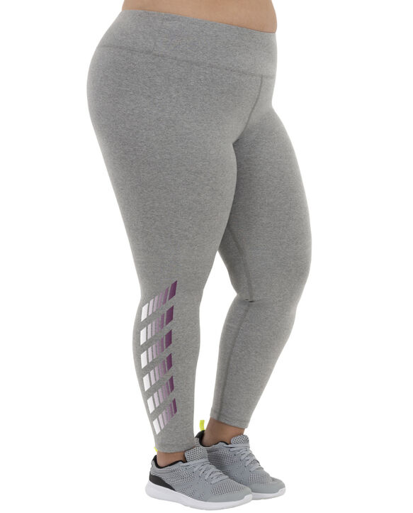 Fit For Me by Fruit of the Loom Ladies Plus Size Graphic Leggings MEDIUM GREY HEATHER GRAPHIC "BE INSPIRED"