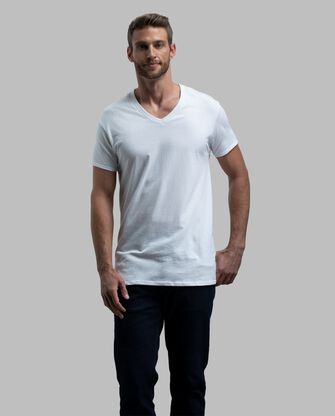 BVD® Men's Short Sleeve Cotton V-neck T-Shirt, White 5 Pack 