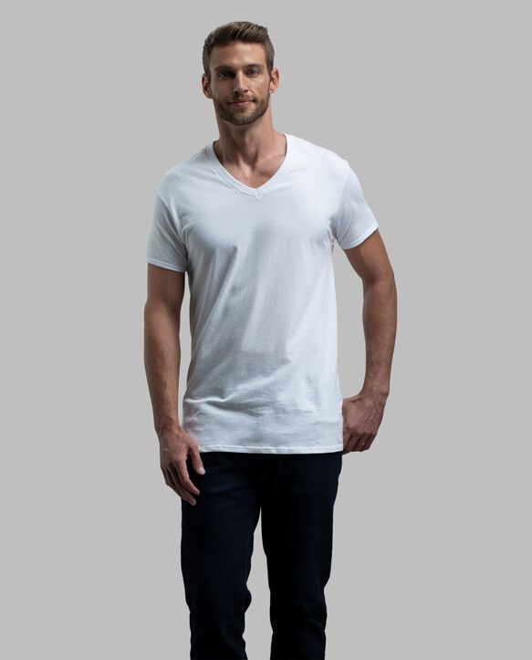 BVD® Men's Short Sleeve Cotton V-neck T-Shirt, White 5 Pack White
