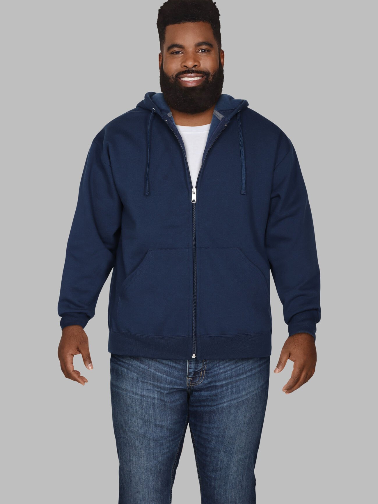 Big Men's Eversoft®  Fleece Full Zip Hoodie Sweatshirt Blue Cove