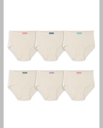 Toddler Girls' Natural Cotton Brief Underwear, 6 Pack Assorted
