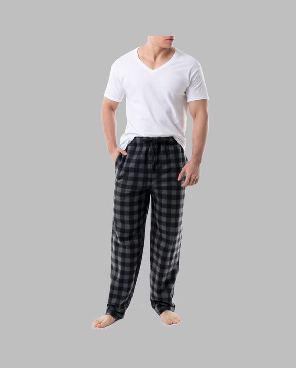 Fruit of the Loom Men's Fleece Sleep Pant, 2 Pack BLACK/BLACK