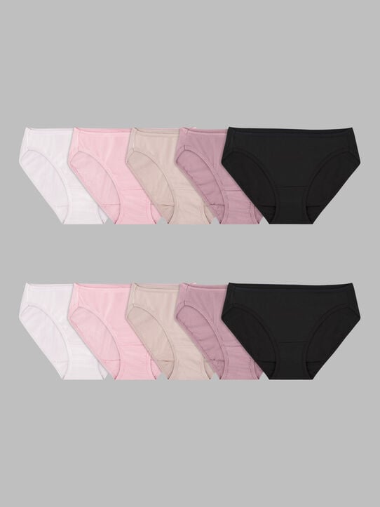 Women's Cotton Body Tone Bikini Panty, Assorted 10 Pack Assorted