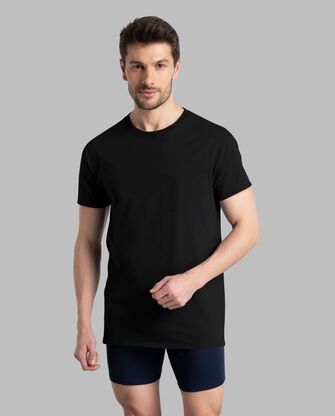 Men's Short Sleeve Crew T-Shirt, Extended Sizes Black and Gray 6 Pack 