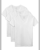 Men's Short Sleeve White V-Neck T-Shirts, 3 Pack