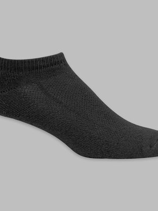 Men's Breathable No Show Socks Black, 6 Pack, Size 12-15 