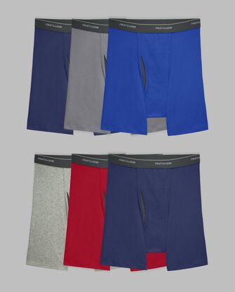 Men's CoolZone® Fly Boxer Briefs, Extended Sizes Assorted 6 Pack ASSORTED