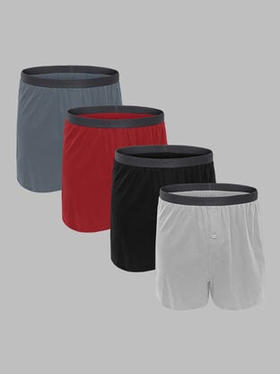 Fruit of the Loom Men's Premium Knit Boxers, Assorted 4 Pack 