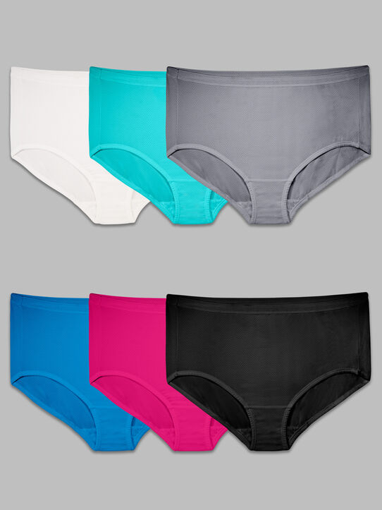 Women's Fit for Me Breathable Micro-Mesh Brief Panty, Assorted 6 Pack Assorted