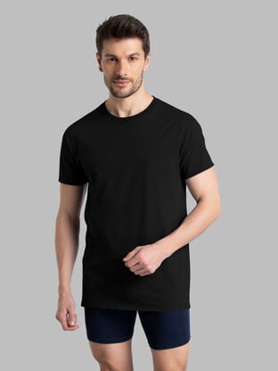 Men's Short Sleeve Crew T-Shirt, Black 6 Pack 