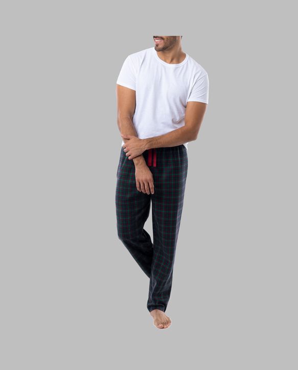 Fruit of the Loom Men's Holiday and Plaid Microfleece Sleep Pant, 2 Pack REINDEER/NAVY PLAID