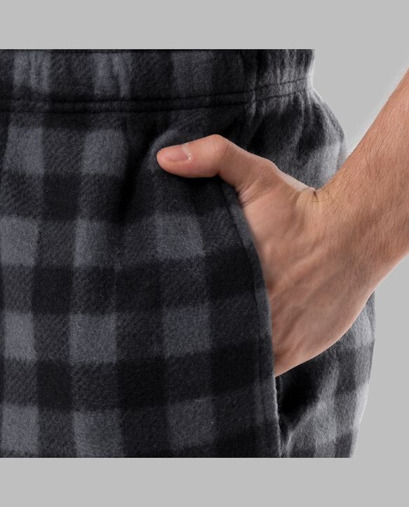 Fruit of the Loom Men's Fleece Sleep Pant, 2 Pack BLACK/BLACK