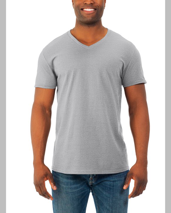 Men's Soft Short Sleeve V-Neck T-Shirt, 4 Pack Athletic Heather