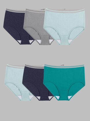 Women's Plus Fit for Me® Heather Brief Panty, Assorted 6 Pack 