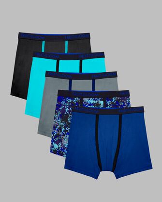Boys' Breathable Boxer Briefs, Assorted Print and Solid 5 Pack 