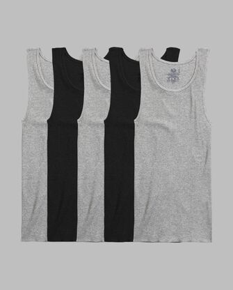 Men's A-Shirt, Black and Gray 5 Pack 