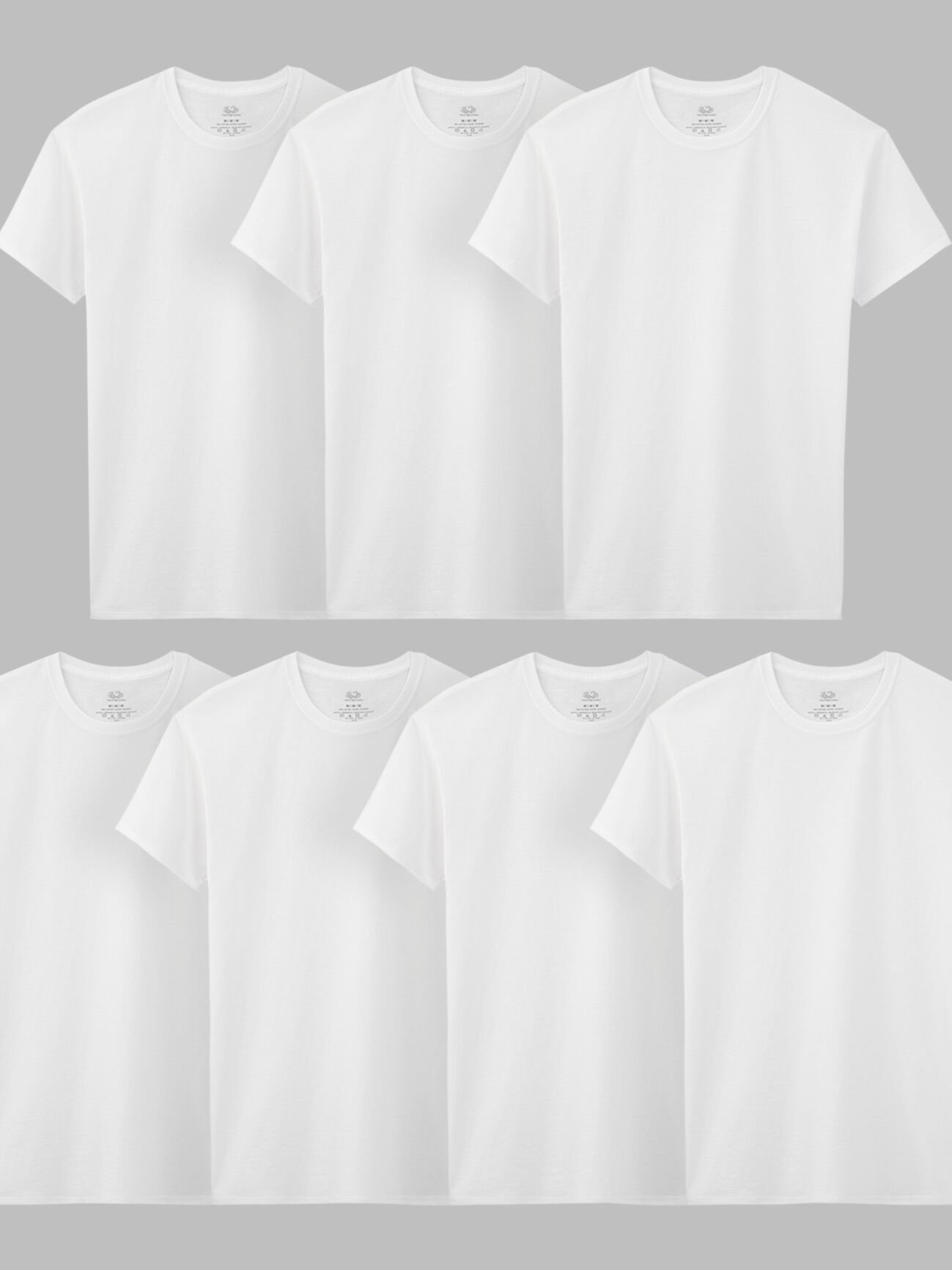 Boys' Short Sleeve Crew T-Shirt, White 7 Pack White