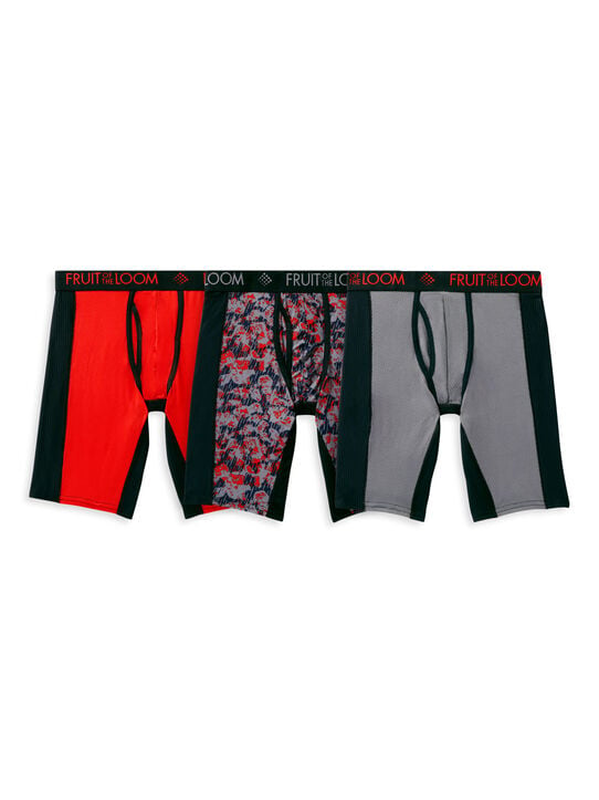 Men's Breathable Ultra Flex Long Leg Boxer Briefs, Assorted 3 Pack Assorted
