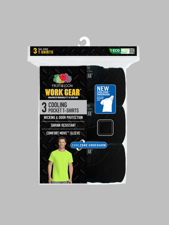 Men's Short Sleeve Workgear™ Pocket T-Shirt, Black 3 Pack Assorted