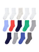 Baby Pack Grow & Fit Flex Zones Cotton Stretch Socks, 0-6 Months, Blue 14 Pack BLUE